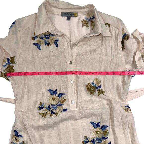 Figueroa & Flower Boho Cream Embroidered Floral Tiered Midi Dress Size Large - Picture 12 of 14